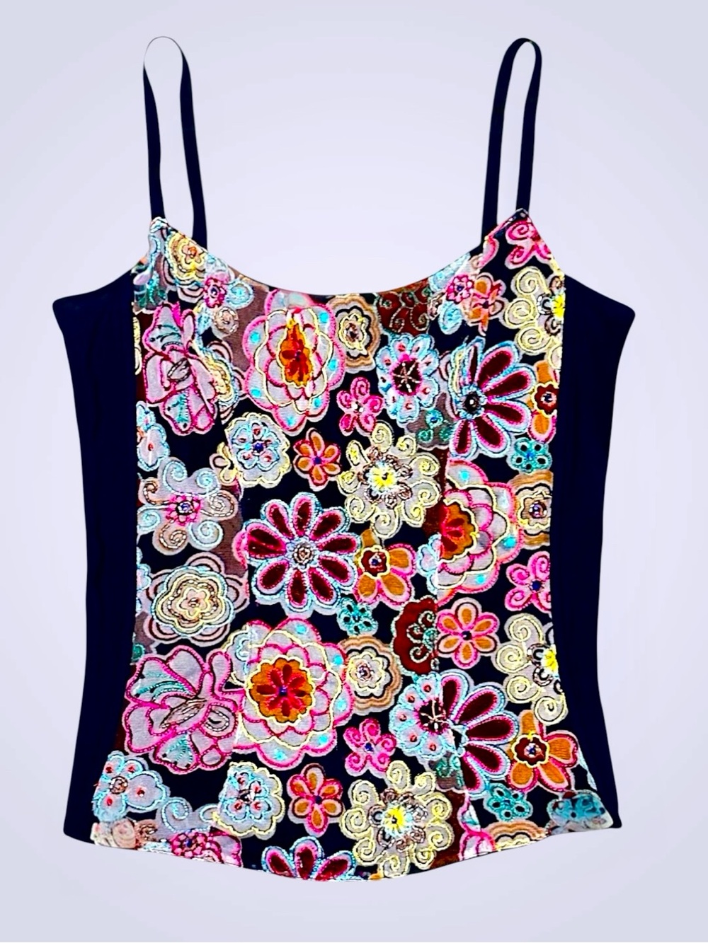 On Gossamer • HTF Vintage Y2K Embroidered & Beaded Bustier Corset Top || Large 🦄